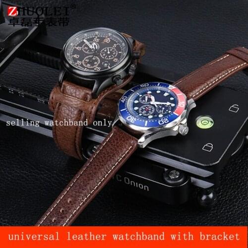 Leather watch band with tray universal style suitable for men and women watch band 18mm 20mm 22mm 24mm strap 24 * 16mm watchband