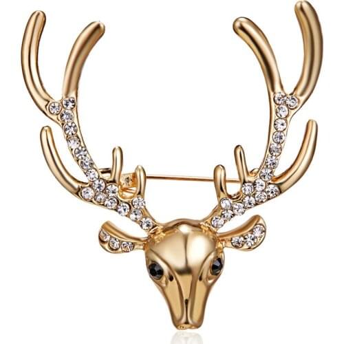 Rinhoo Retro Elk Brooch Christmas Reindeer Pin Original Deer Head Pin Brooch for Women and Men Suit Shirt Collar Accessories