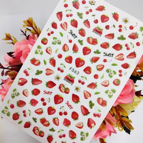 3D Fruits Nail Sticker Foil Self Adhesive Design Sliders Sweet Strawberry Nail Art Decoraciones Manicure Accesorios Tips