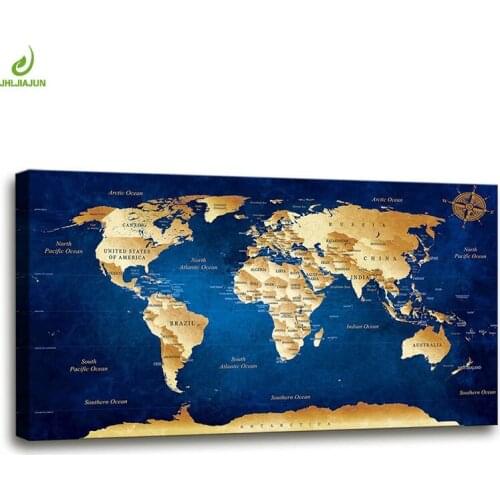 JHLJIAJUN Nordic World Map Section Modular Painting Nordic Wall Art Print And Poster Dining Living Room Home Decor Picture
