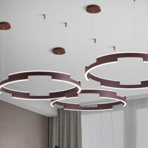 Nordic ring chandelier living room modern minimalist light luxury hall golden circle ring engineering net red lamp LB40205