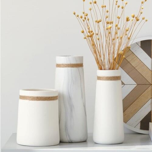 Dried flower ceramic vase simple modern living room flower arrangement home living room decoration white creative small vase
