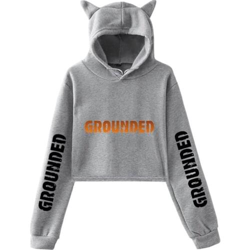 Grounded spring new hot sale Kawaii cat ear cotton hoodie casual all-match pullover loose hoody comfortable short top sexy hoody