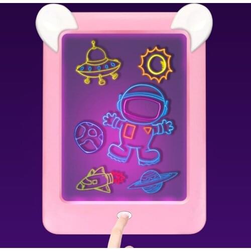 3D Magic Drawing Board With Pen Sketchpad Tablet LED Light Effects Puzzle Board Creative Kids Gifts Lights Glow Art Drawing Toys