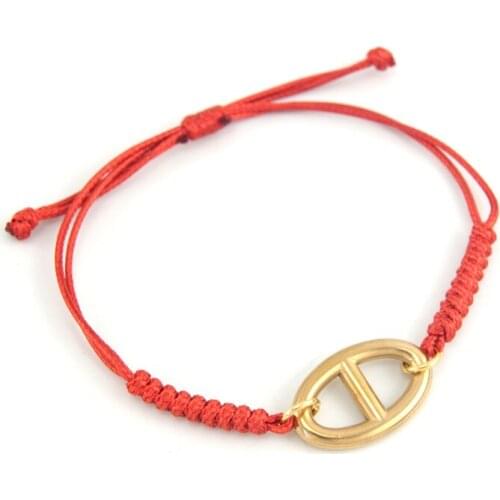 High Quality Pig Nose Style Bracelet Wax Rope Adjustable Free Bracelet for Women stainless steel Fashion Wrist Jewelry