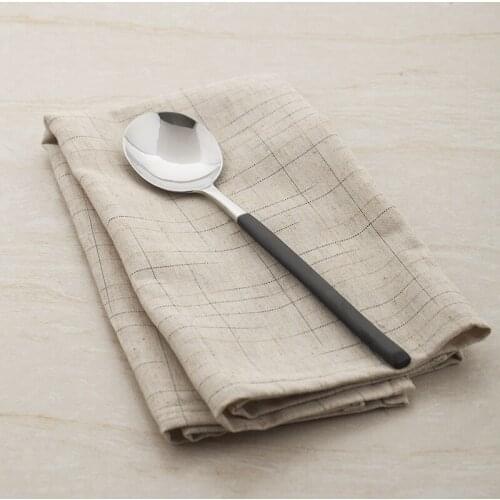High Quality Europe Style kitchen accessories tableware stainless steel spoons black ladle round spoon soup rice fruit spoon