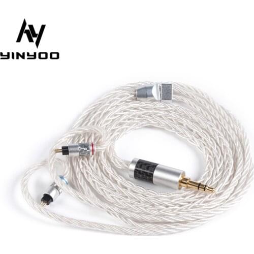 Yinyoo 8 Core 7N Single Crystal Copper Upgraded Cable 2.5/3.5/4.4MM with 2PIN/MMCX Connector CCA CKX BLON BL-01 BL-03 KZ EDX ASX