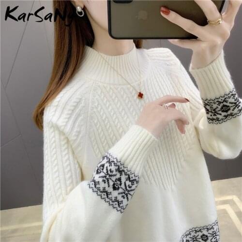 Fower Embroidery Sweater Women Winter 2021 Warm Black Long Sleeve Sweaters Turtleneck Pulls Twist Knitted Women Pullover Sweater
