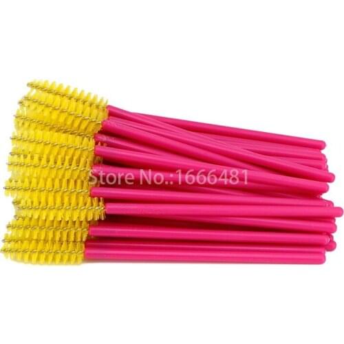 100pcs/lot Mascara Wands for Eyelash Makeup Tools Eyelash Brush Rose Pink Color