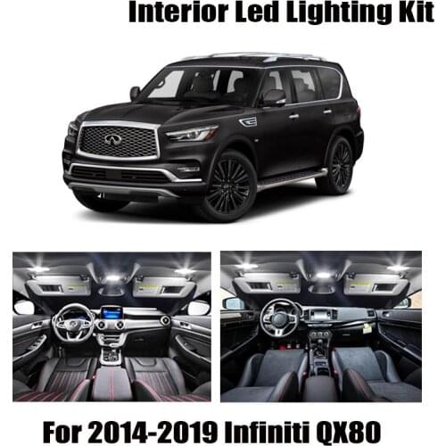 13pcs White Canbus Error Free LED Interior Reading Map Dome Door Lights Kit For 2014-2019 Infiniti QX80 License Plate Lamp