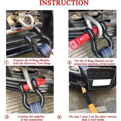 Vehicle Recovery Towing Car Accessories Tow Shackle D Ring Bow Shackle Isolator 2 Pack Towing Accessory for Off-road Vehicle