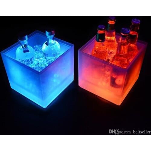 3500ML LED Square Ice Buckets plastic Champagne Wine Drinks Beer Ice Cooler 7 color Waterproof Bars Nightclubs disco tools