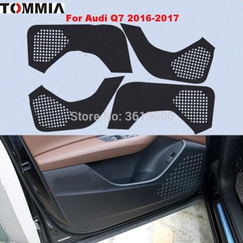 TOMMIA For Audi Q7 2016-2018 Car Inside Door Cover Scratch Protection Anti Kick Pads Carbon Fiber Stickers 4pcs