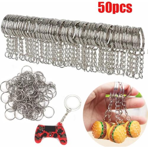 50pcs Silver-plated Metal Blank Key Ring Key Ring Female Men Key Ring Ring DIY Key Chain Accessories Key Ring Split Ring