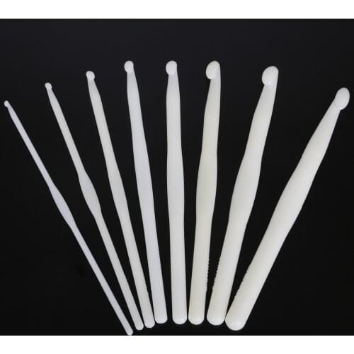 8pcs Mix Dia 3mm-10mm Pure White Plastic Handle Crochet Hook Knitting Needles Thick Head Tools DIY Crafts Accessories