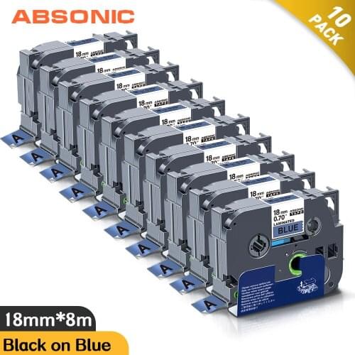 Absonic 10PCS TZ541 TZe-541 TZe TZ Tape Cartridge Black on Blue 18mm Compatible Brother Label Maker P-Touch Laminated Label Tape