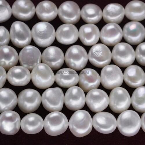 APDGG Natural 11mm AAA baroque white pearl strands loose beads women lady jewelry DIY