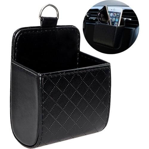 Car Storage Box Bag Phone Stand Case Organizer Pocket Air Vent Outlet Mounting PU Leather Truck Off Road 4x4 Auto Accessories