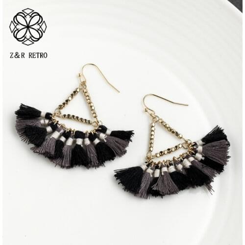 Bohemia Earrings for Women Tassel Earring Stud Cute Sweet Long Eardrop Jewelry Ethnic Beads Dangle Pendientes 2020 New Hotsale