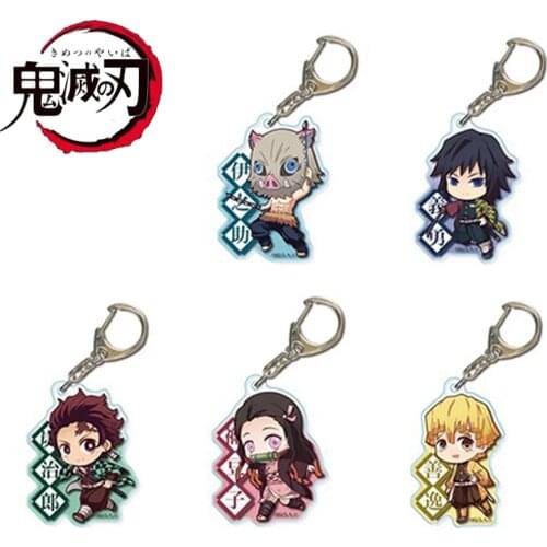 Anime Demon Slayer Keychain Tanjirou Kamado Nezuko Tomioka Giyuu Kimetsu No Yaiba Cosplay Cartoon Figure Pendant Keyring