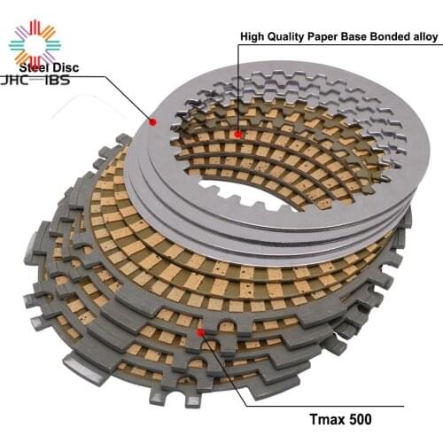 Motocycle Engine Clutch Plates Friction Steel Disc Plates Kit For Yamaha TMAX 500 T-Max500 2003-2007 2008 2009 2010 2011 Sheet