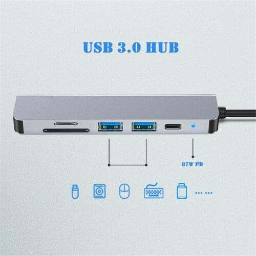 6 in 1 USB HUB C type-c HUB USB C to USB 3.0 HDMI-Compatible Dock for MacBook Pro For Nintendo Switch USB-C Type C 3.0 Splitter