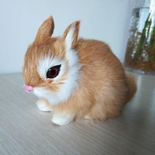 Simulation animal yellow rabbit about 13x10cm toy plastic&furs rabbit hard model ,home furnishing desk decoration toy gift b2801