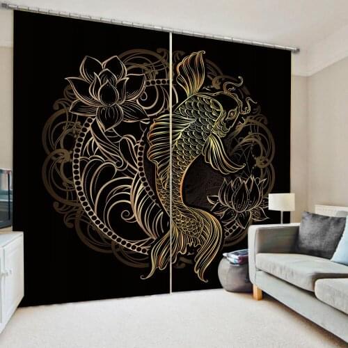 Customized size Luxury Blackout 3D Window Curtains For Living Room black louts curtains Blackout curtain