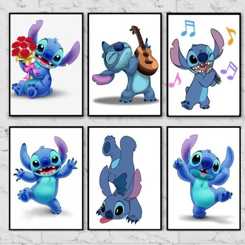 Disney Cartoon Lilo & Stitch Canvas Painting Wall Art Cute Interstellar Baby Poster and Print Abstract Picture Living Room Decor