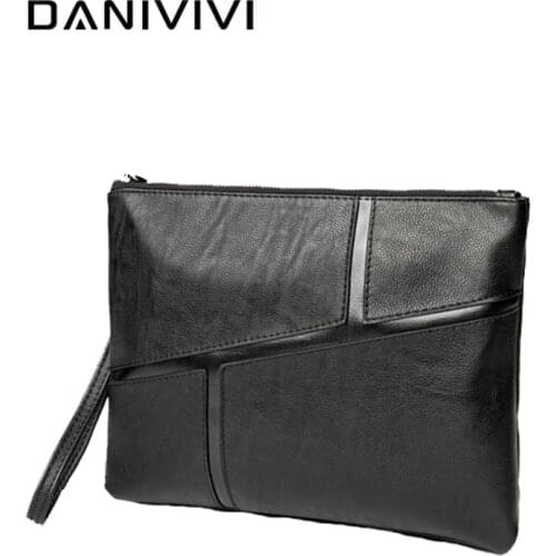 Korean Style Leather Handbags for Men Cluth Bag Business Envelope Purse Mens Hang Hand Bags for A4 Documents Bolsa De Hombre