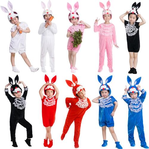 Lace Deco Pet Bunny Rabbit Costume for Kids Children Adult Cosplay Animal Halloween Christmas Costume Jumpsuit Stage Show Party