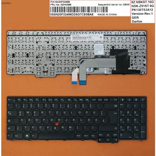 New German Layout Keyboard for Lenovo Thinkpad E550 E550C E555 E560 E565 E560C Laptop Black Frame with Pointer