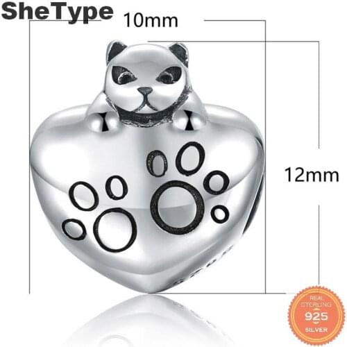 Jazaz Cute Cat 2.7g Charm Silver 925 Sterling Silver Gift For Girls Charms Jewelry DIY 2019