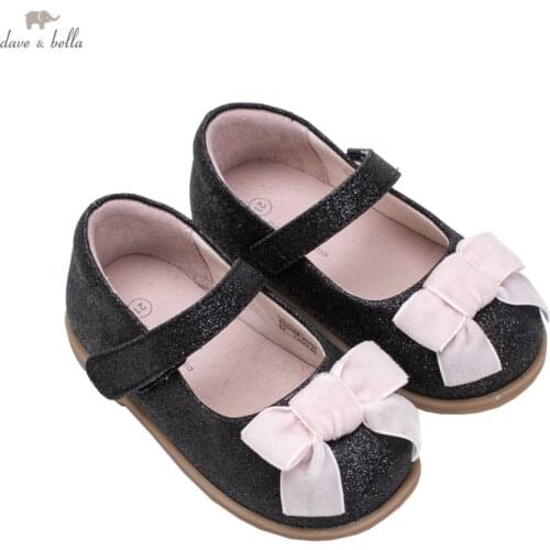 DB18488 Dave Bella autumn baby girl bow solid leather shoes children girls brand shoes
