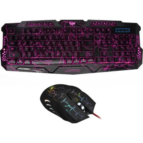 J10 Three-Color Backlit Wired Game Mouse Keyboard Set Luminous Keyboard P9YA