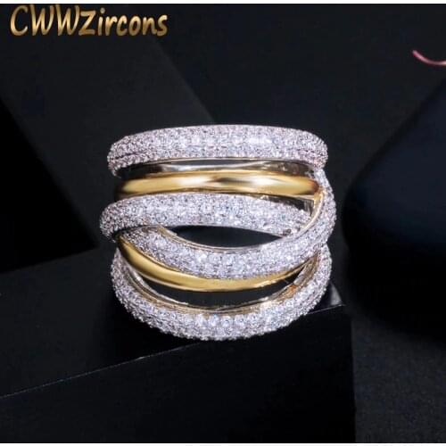 CWWZircons Designer Luxury Twist Lines Geometry Cubic Zirconia Engagement Dubai Naija Bridal Finger Rings Jewelry Addiction R141