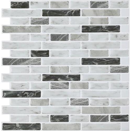 Peel and Stick Self Adhesive Removable Stick On Kitchen Backsplash Bathroom 3D Wall Tiles in Como Pebble