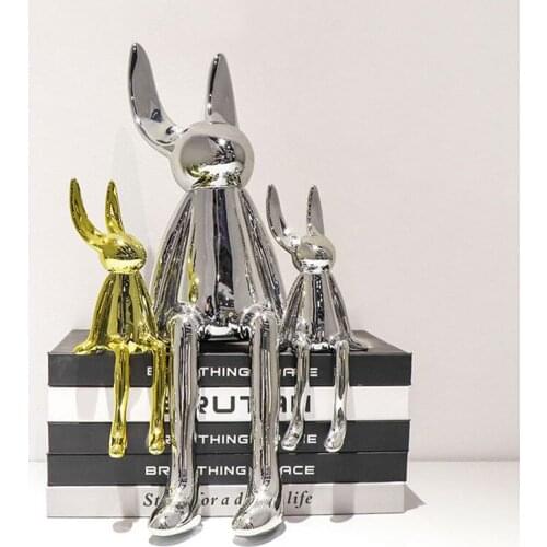 Nordic Style Electroplating Rabbit Statue Sculpture Home Decoration Childrens Room Desktop Decoration Figurine Animal Figurines