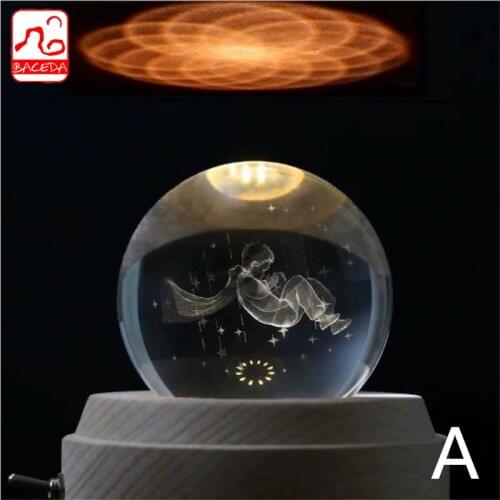 Baceda Crystal Polyresin Little Prince Music Box Ornament with LED Bring Warm Color, Nice Music and Projection Ornament