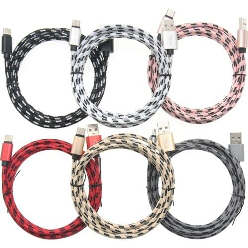 2M USB-C Cable for Xiaomi A1 Type C Cable Charging Data Transmission USB Type C Nylon Woven USB Cable for Samsung S9 S8 Plus