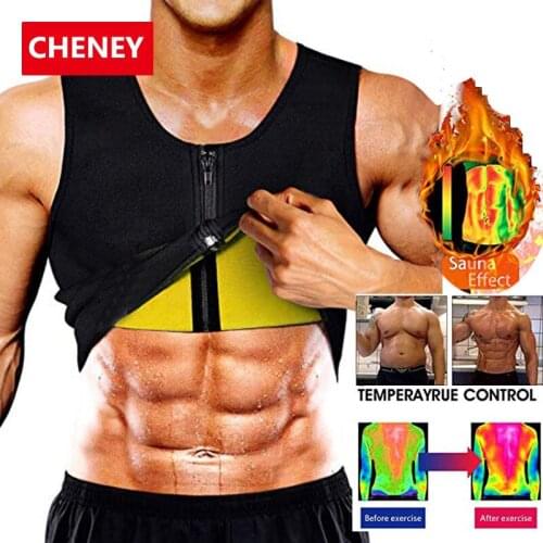 High Quality Men Neoprene Sauna Suit Body Shapers Shirt Weight Loss with Zipper Waist Trainer Sweat Vest Tank Top Workout Corset