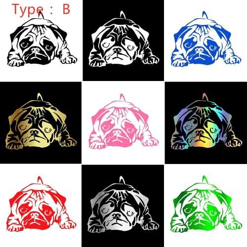 Funny Cute Pug Dog I Love Pug Creative Car Sticker Car Bumper Vinyl Decal Reflective Waterproof Decorations Stickers