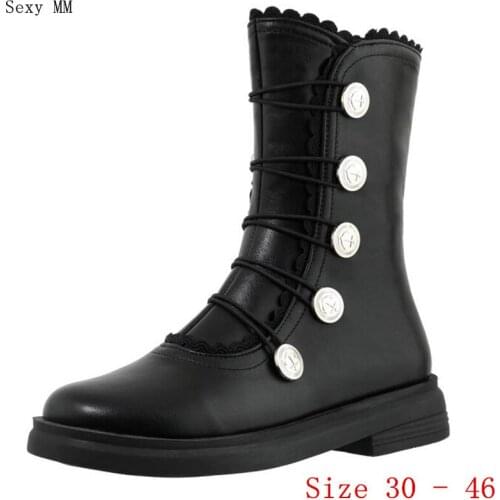 Spring Autumn Winter Women Mid Calf Boots Shoes Woman Short Boots botas femininas botte femme Small Plus Size 30 - 46