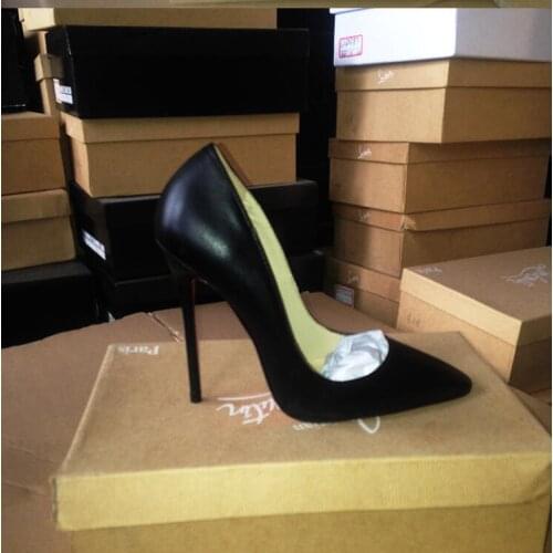 2021 Women Red Pumps Shoes Nude/Black Pointed Toe Sexy High Heel Shoes Stiletto High Heel Ladies Pumps 12 10 8 Cm Aarge Size 44