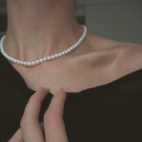 Women Fashion Vintage Pearl Necklace Party Necklace Elegant Chain Retro Accessories All Match Necklace Street Style Necklace