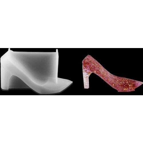 1Pcs DIY Crystal High Heels Princess Shoe Resin Mold 3D High-heeled Shoes Casting Molds Jewelry Making Tool Mould for Decoration
