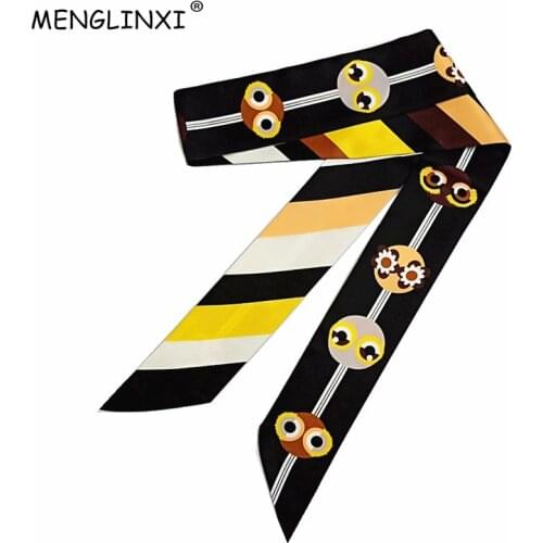 120cm Little monster Print Bag Scarf Women Silk Scarf Fashion Head Scarf Long Scarves Wraps Female Brand Foulard For Ladies