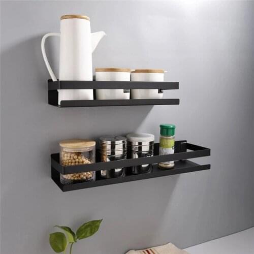 20-50cm Kitchen Organizer Shelves Punch-Free Seasoning Spices Storage Wall Shelf Bathroom Bath Toiletries Holder Rack Household