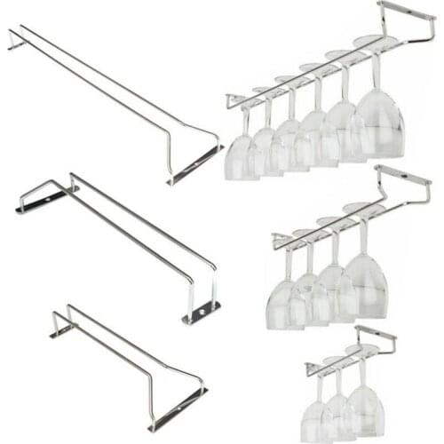 27/35/55cm Wine Rack Glass Holder Hanging Bar Hanger Stainless Shelf With Screws Home Bar Pub Holder