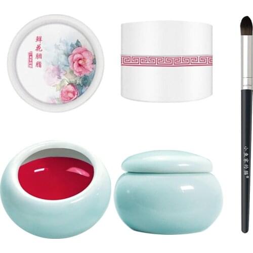 Lipstick Rouge Pills Powder Paste Long Lasting Blush Eyeshadow 3 in 1 Moisturizer Lips Eatable Flower Rouge Cream Ceramic box